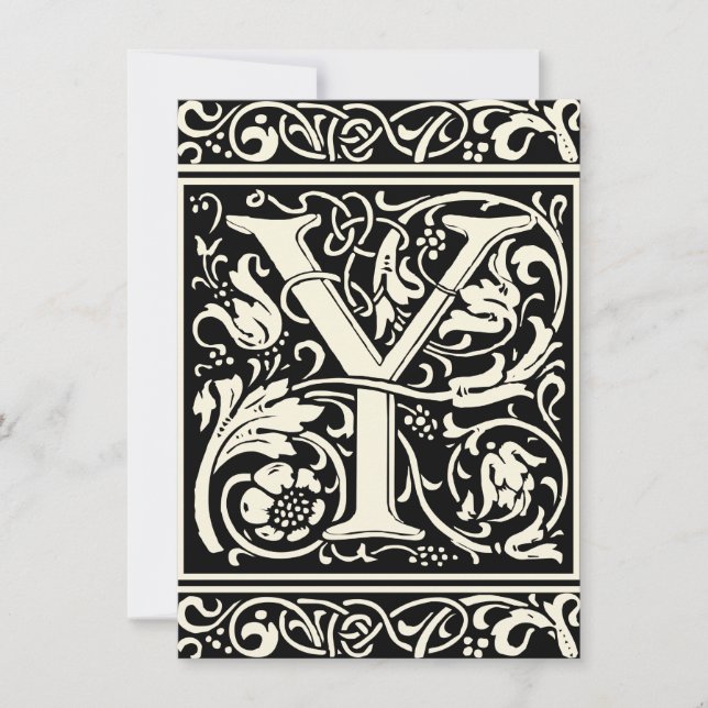 Letter Y Mediaeval Monogram Art Nouveau Invitation (Front)