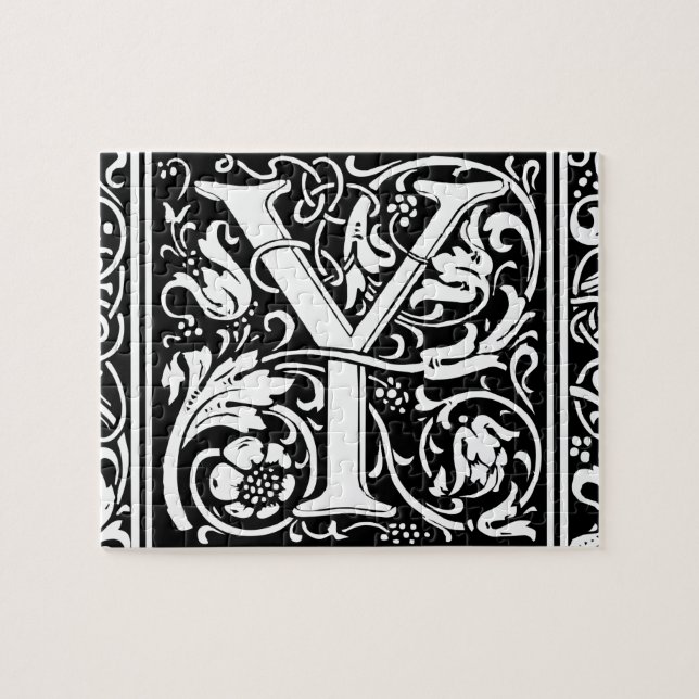 Letter Y Mediaeval Monogram Art Nouveau Jigsaw Puzzle (Horizontal)