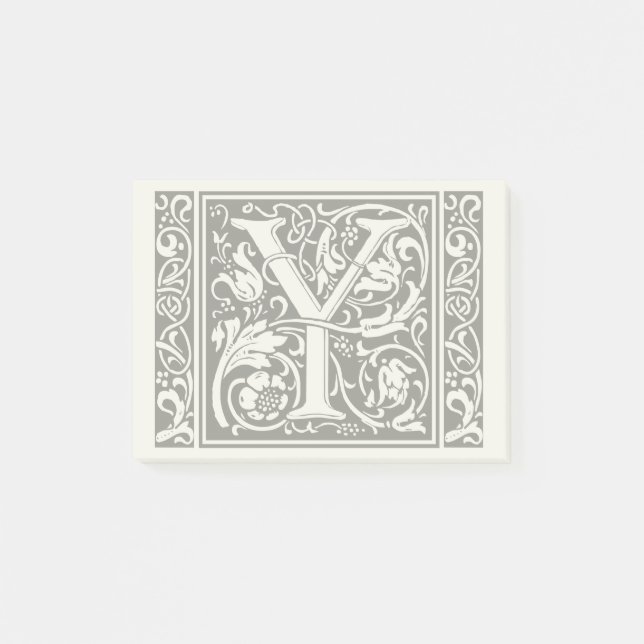 Letter Y Mediaeval Monogram Art Nouveau Post-it Notes (Front)
