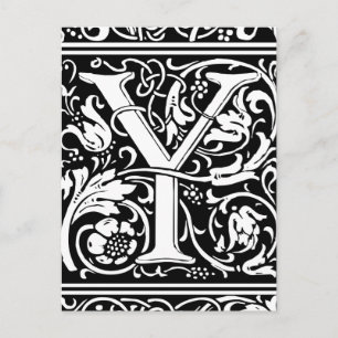 Letter Y Mediaeval Monogram Art Nouveau Postcard