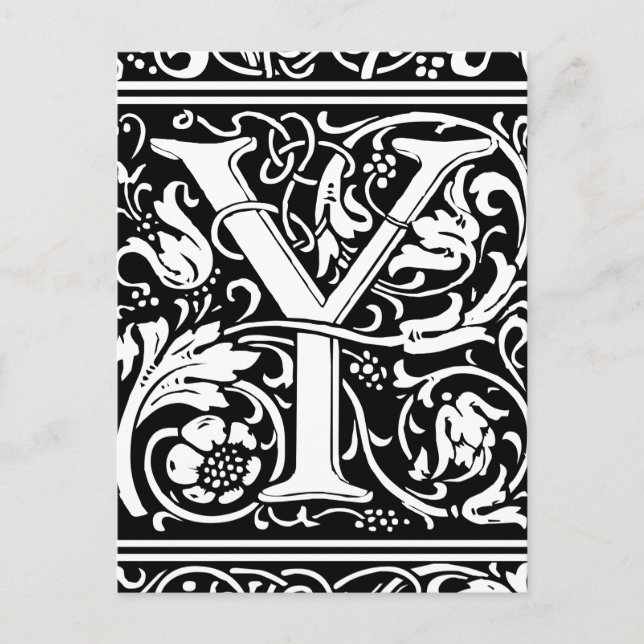 Letter Y Mediaeval Monogram Art Nouveau Postcard (Front)