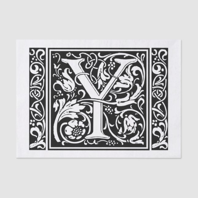 Letter Y Mediaeval Monogram Art Nouveau Tissue Paper (Front)