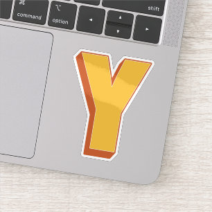 Letter Y Monogram, Bold 3D Type Font Initial 