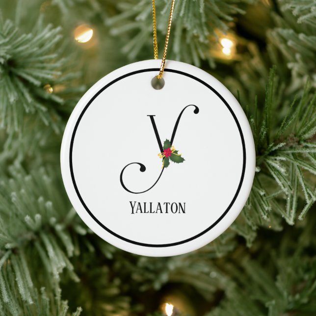 Letter Y Monogram Personalised Christmas Ceramic Tree Decoration (Tree)