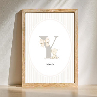 Letter Y Nursery Wall Art - Custom Baby Name Print