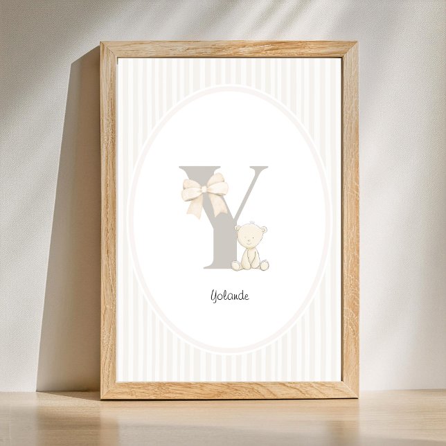 Letter Y Nursery Wall Art - Custom Baby Name Print (Letter Y Nursery Wall Art - Custom Baby Name Print)