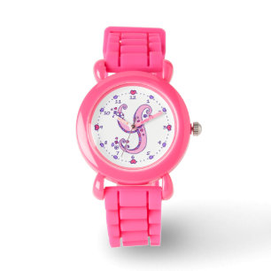 Letter Y pink monogram personalised girls watch