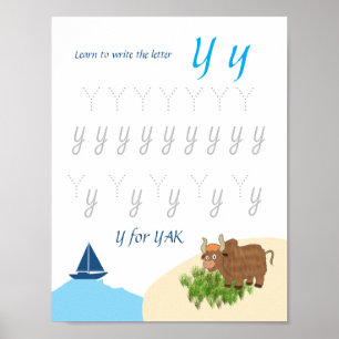 Letter Y Tracing Poster for Kids