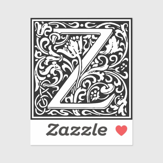Letter Z art nouveau black and white Tile  (Sheet)