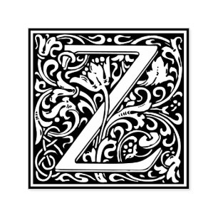 Letter Z art nouveau black and white Tile Self-inking Stamp