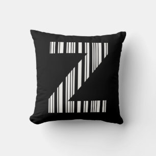 LETTER Z BAR CODE First Initial Barcode Pattern Cushion