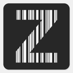 LETTER Z BAR CODE First Initial Barcode Pattern Square Sticker