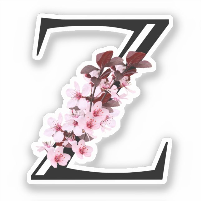 Letter Z, Cherry Blossom Sticker (Front)