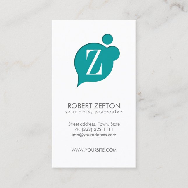 Letter Z Electric Cloud Monogram Business Card (Front)