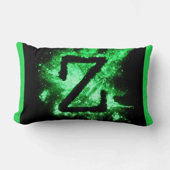 Letter Z Green Capital Alphabet Lumbar Cushion (Front)