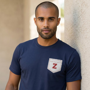 Letter Z - Initial Name Alphabet Pocket Side Left T-Shirt