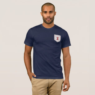 Letter Z - Initial Name Alphabet Pocket Side Left T-Shirt