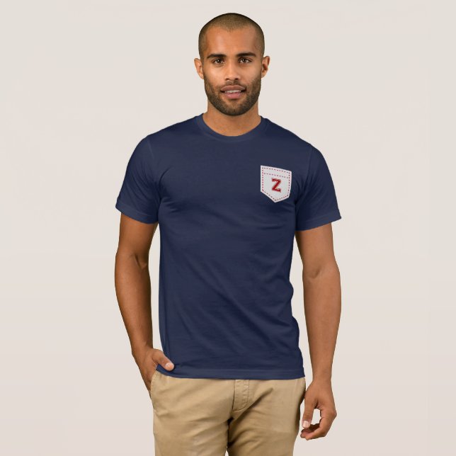 Letter Z - Initial Name Alphabet Pocket Side Left T-Shirt (Front Full)