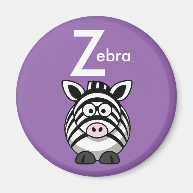 "Letter Z" is for Zebra Children's Alphabet Magnet (Front)