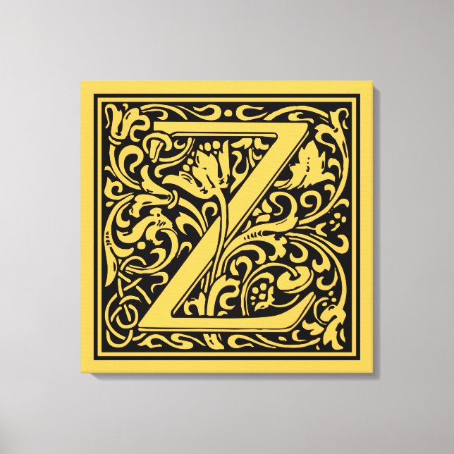 Letter Z Mediaeval Monogram Art Nouveau Canvas Print (Front)