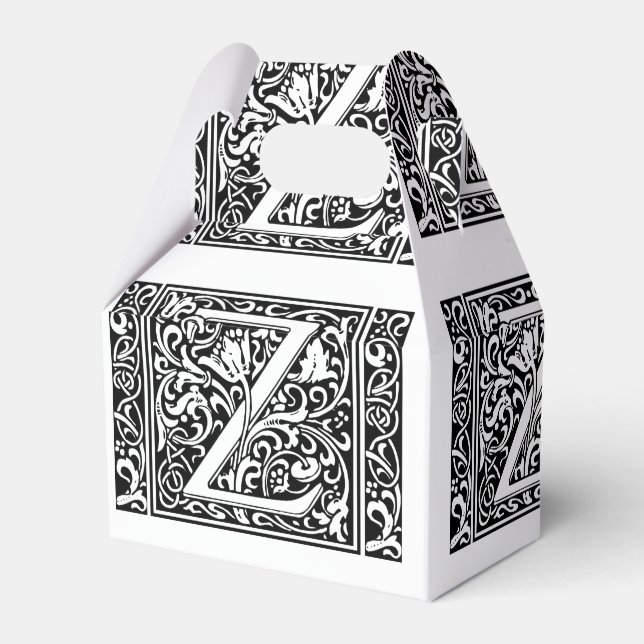 Letter Z Mediaeval Monogram Art Nouveau Favour Box (Front Side)