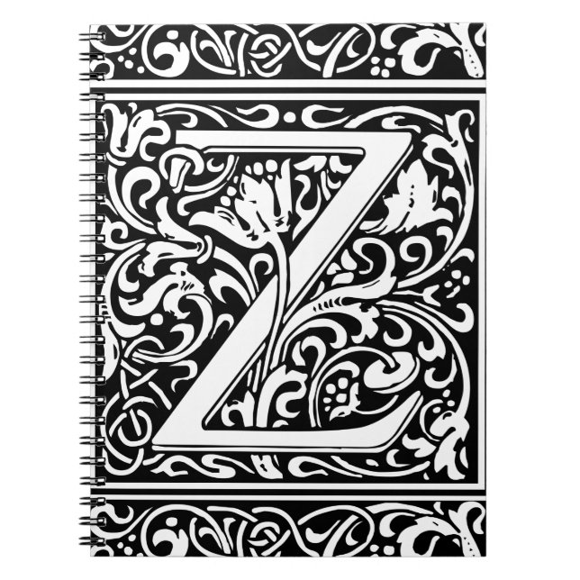Letter Z Mediaeval Monogram Art Nouveau Notebook (Front)