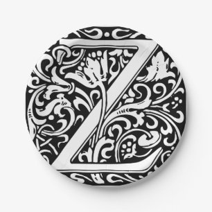 Letter Z Mediaeval Monogram Art Nouveau Paper Plate