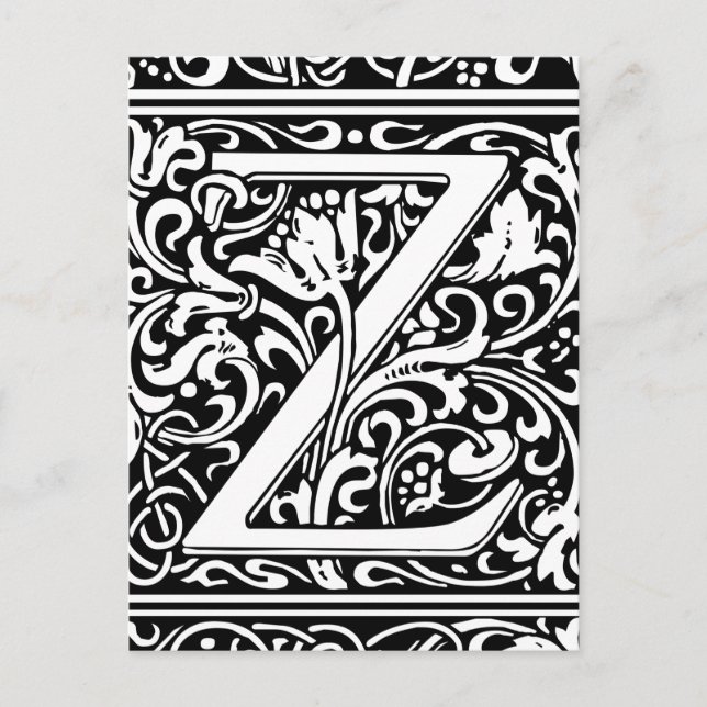 Letter Z Mediaeval Monogram Art Nouveau Postcard (Front)