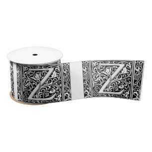 Letter Z Mediaeval Monogram Art Nouveau Satin Ribbon