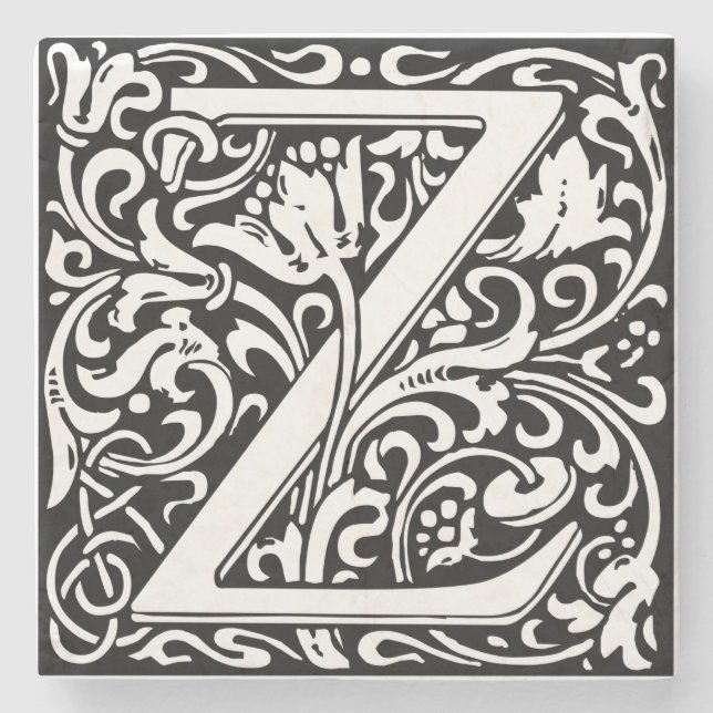 Letter Z Mediaeval Monogram Art Nouveau Stone Coaster (Front)