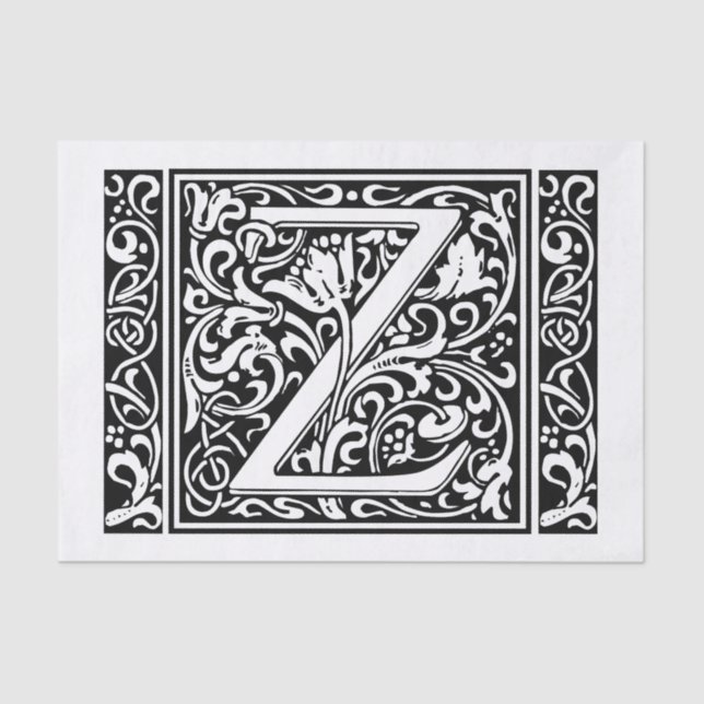 Letter Z Mediaeval Monogram Art Nouveau Tissue Paper (Front)