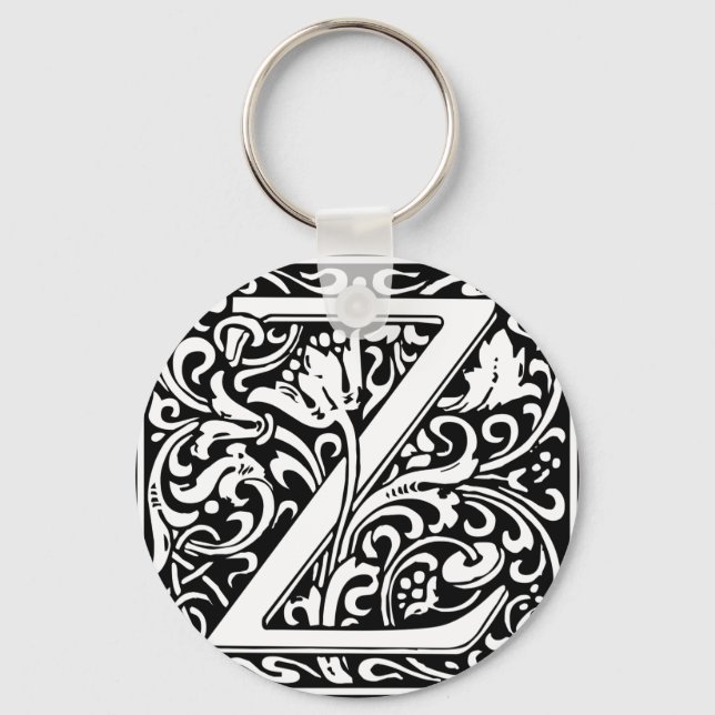 Letter Z Mediaeval Monogram Vintage Initial Key Ring (Front)