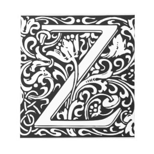 Letter Z Mediaeval Monogram Vintage Initial Notepad