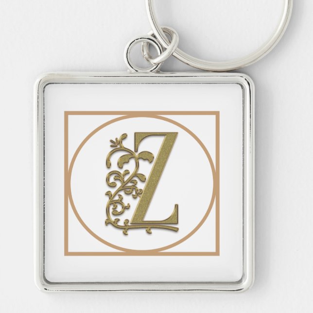 LETTER Z MONOGRAM Beautiful Wedding New Home Gift Key Ring (Front)