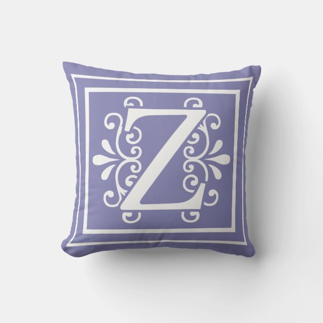Letter Z Monogram Periwinkle Purple Cushion (Front)