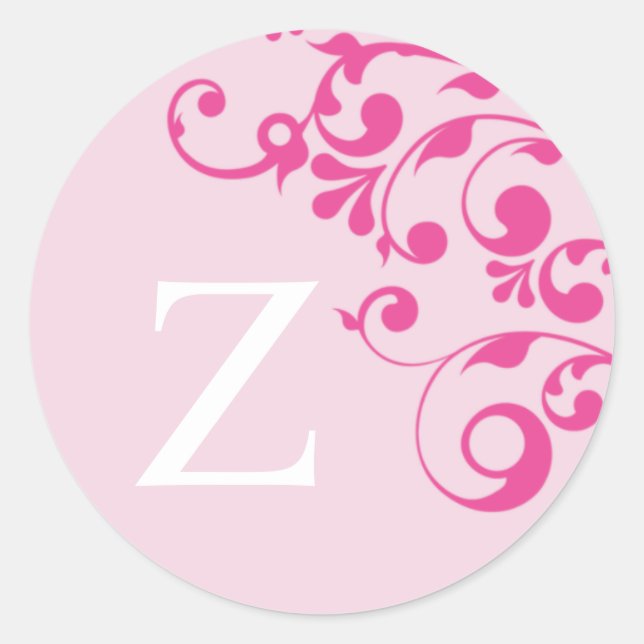Letter Z Monogram Pink Wedding Envelope Seals (Front)
