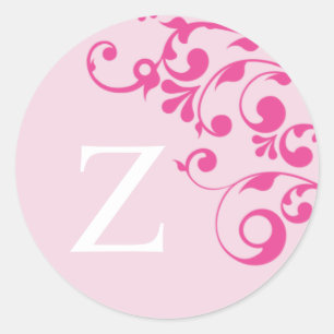 Letter Z Monogram Pink Wedding Envelope Seals