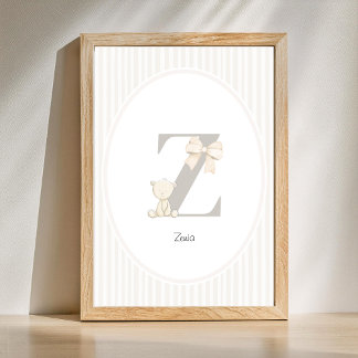Letter Z Nursery Wall Art - Custom Baby Name Print
