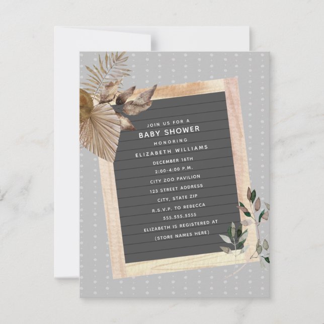 Letterboard Botanical Baby Shower Invitation (Front)