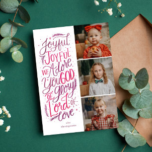Lettered Berry Holiday Photo Card Pink Purple