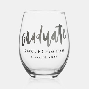 Lettered Graduate Personalised Class of Graduation Stemless Wine Glass