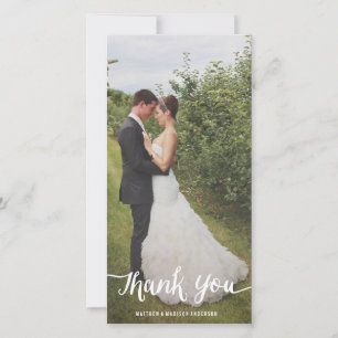 Lettered Overlay Wedding Thank You Photo Card