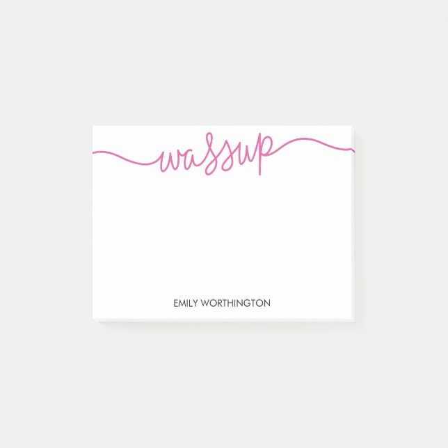 Lettered Wassup Custom Post-it® Notes (Fuchsia) (Front)