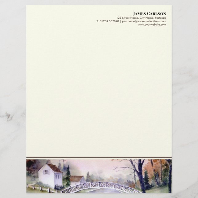 Letterhead Arched Bridge Watercolor Painting (Front)