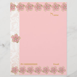 Letterhead Flower Jewel Pink Border 2