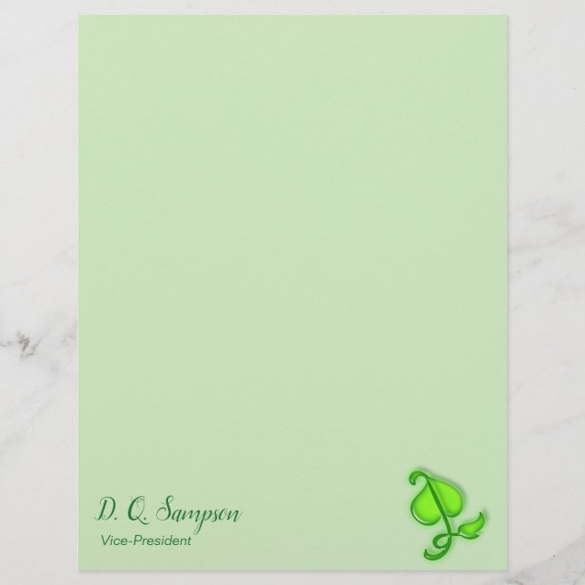 Letterhead - Green 3D Leaf with Name (Front)