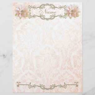 Letterhead Old Pink Lotus Flower Paper Gold Pearl