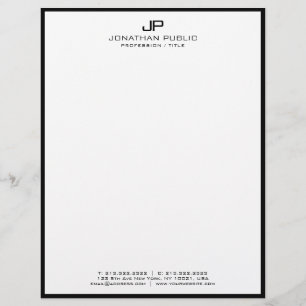 Letterhead Professional Modern Black White Simple