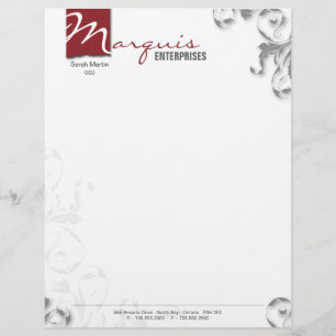 Letterhead Stationary - Corporate CEO Monogram Red
