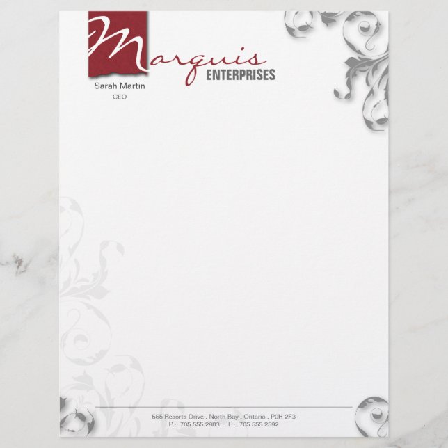 Letterhead Stationary - Corporate CEO Monogram Red (Front)